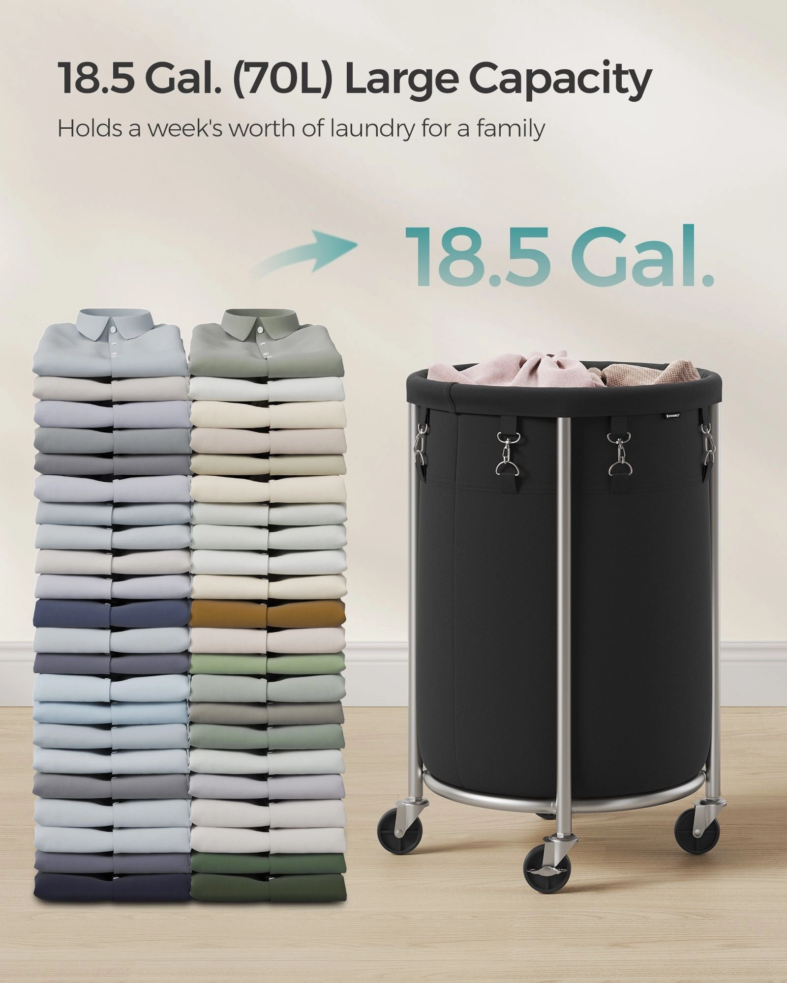 18.5 Gal. Laundry Basket with Wheels