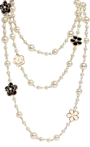 18k Gold Black & White Pearl Necklace