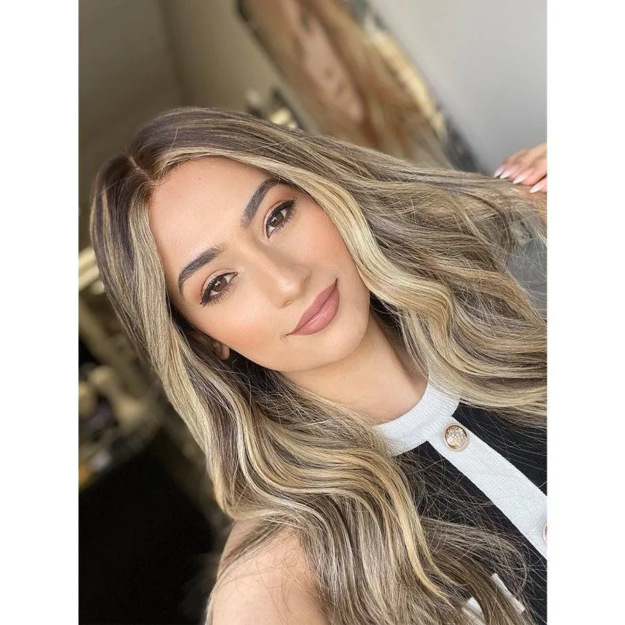 24" Secret Lace Top Wig #Dark Brown w/ Balayage