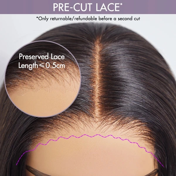Black/Color Highlight 180% Density Layered Cut Glueless 5x5 Closure Lace  Wig Pre-Plucked Hairline