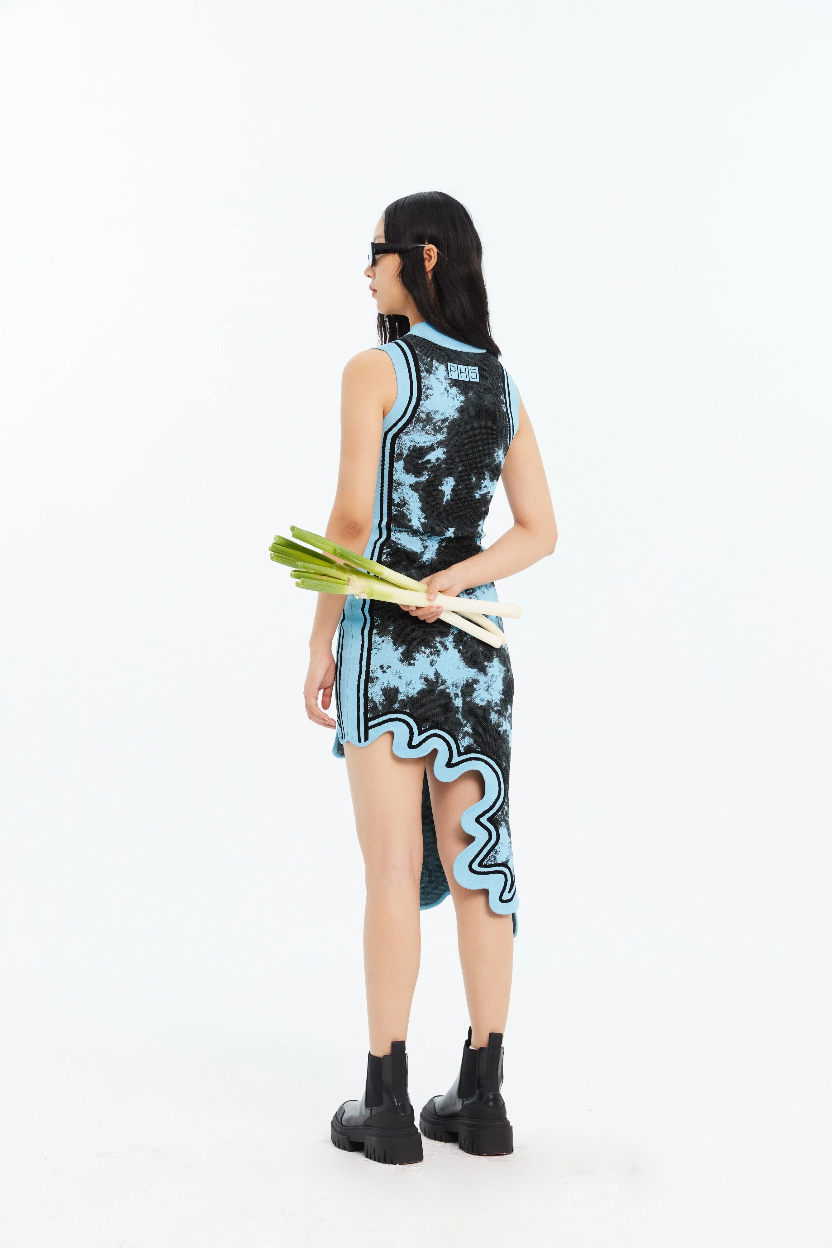 BROOKLYN ECO TIE DYE WAVY ASYMMETRIC DRESS