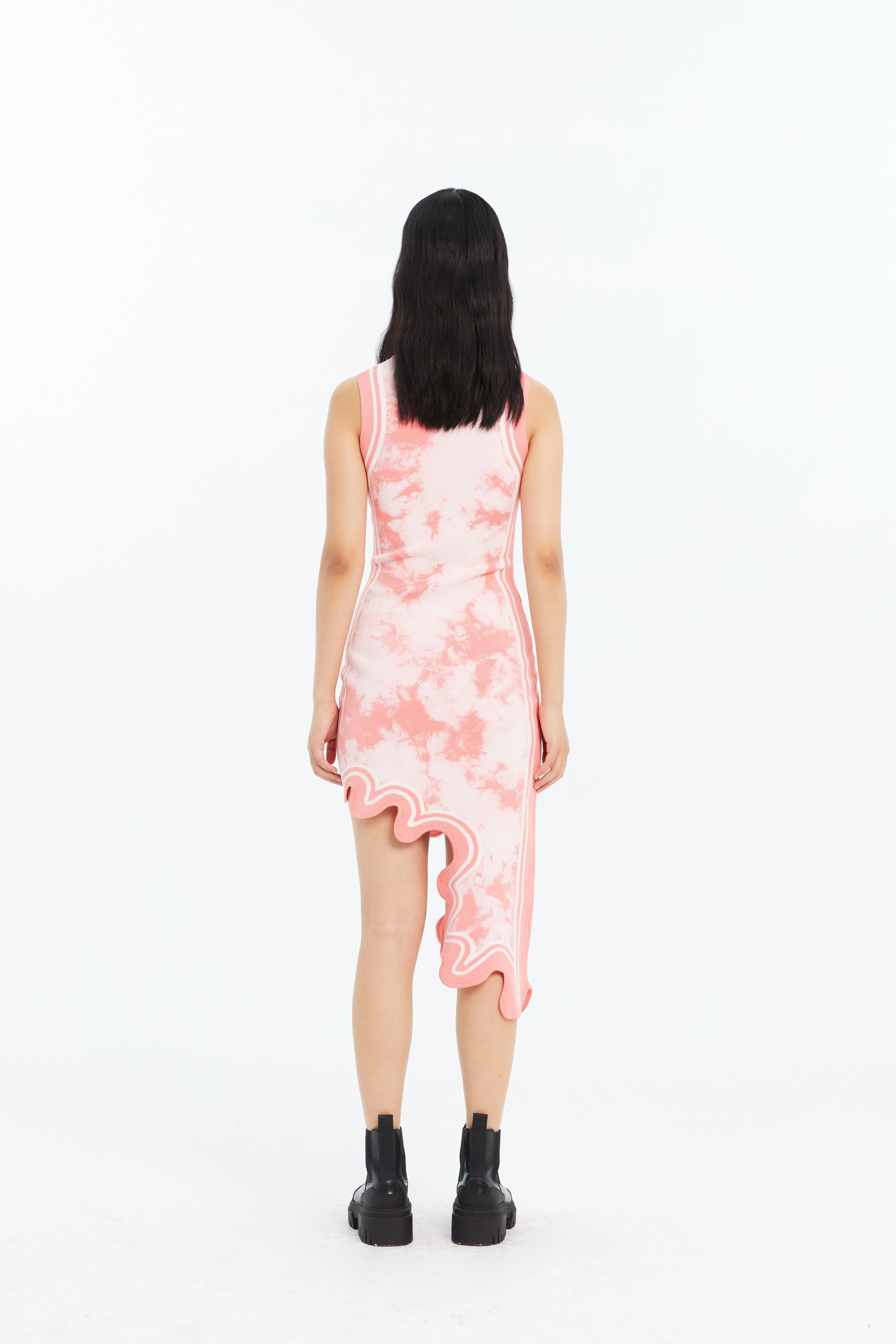BROOKLYN ECO TIE DYE WAVY ASYMMETRIC DRESS