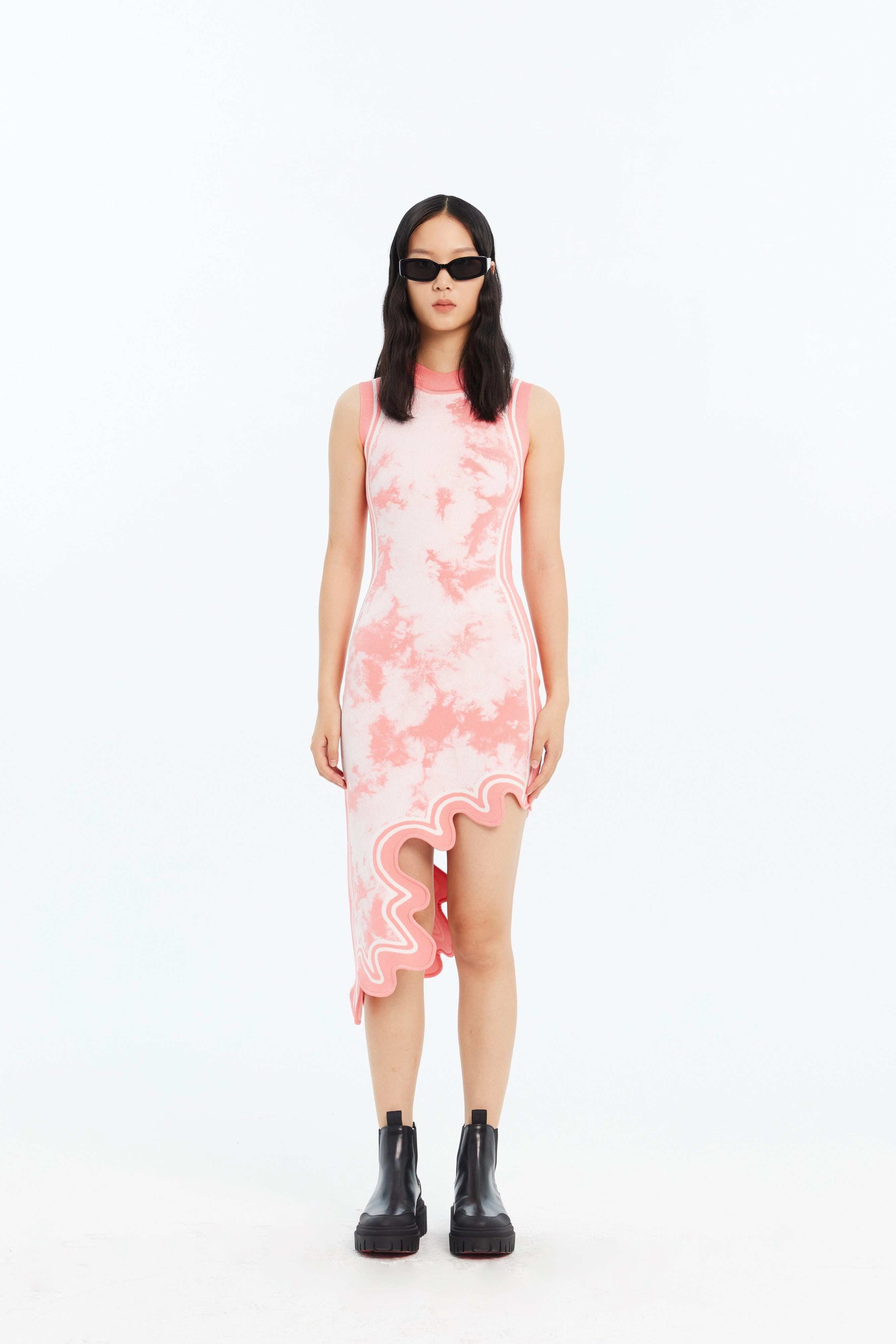 BROOKLYN ECO TIE DYE WAVY ASYMMETRIC DRESS