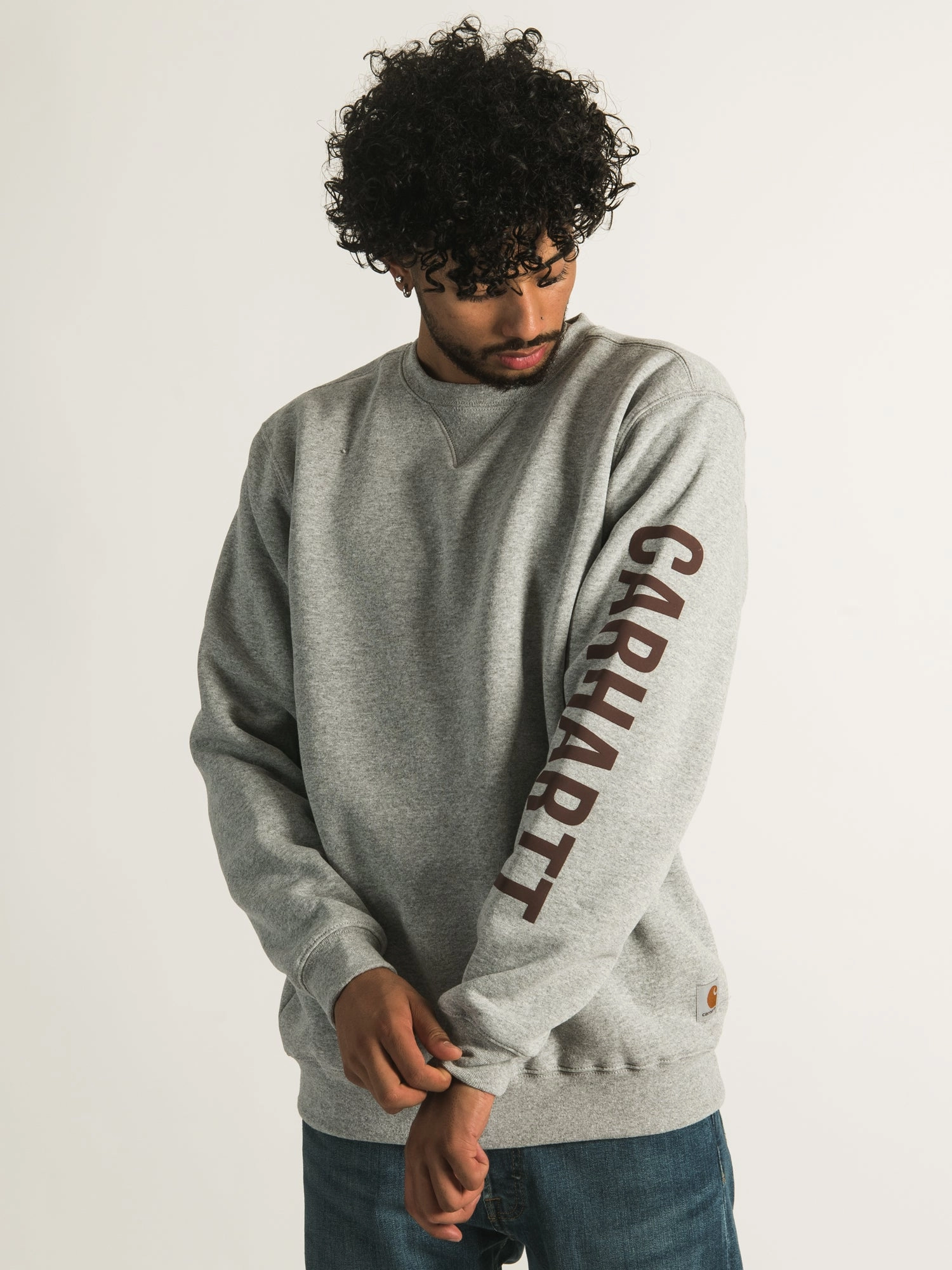 CARHARTT MIDWEIGHT CREWNECK LOGO SLEEVE  - CLEARANCE