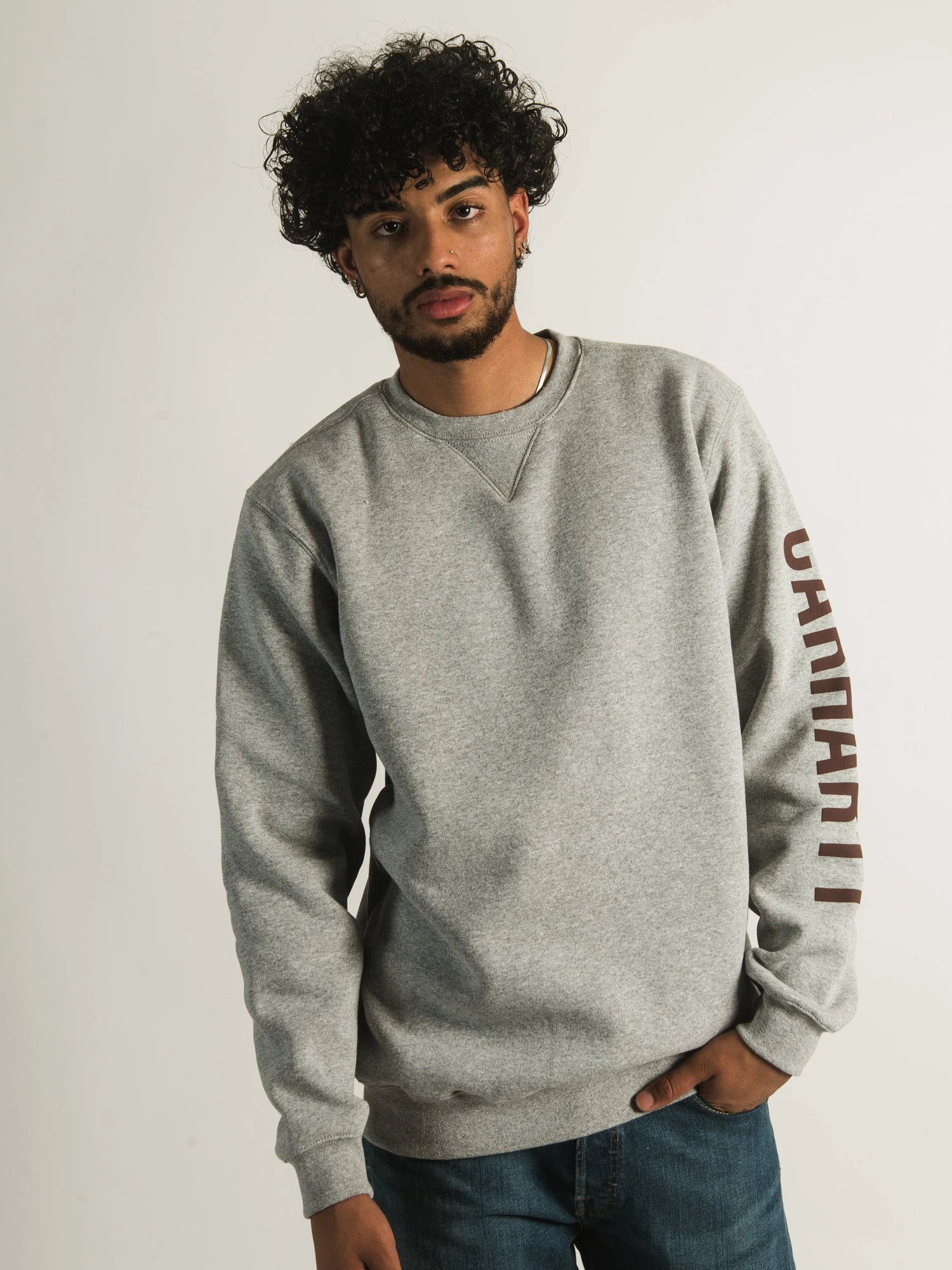 CARHARTT MIDWEIGHT CREWNECK LOGO SLEEVE  - CLEARANCE