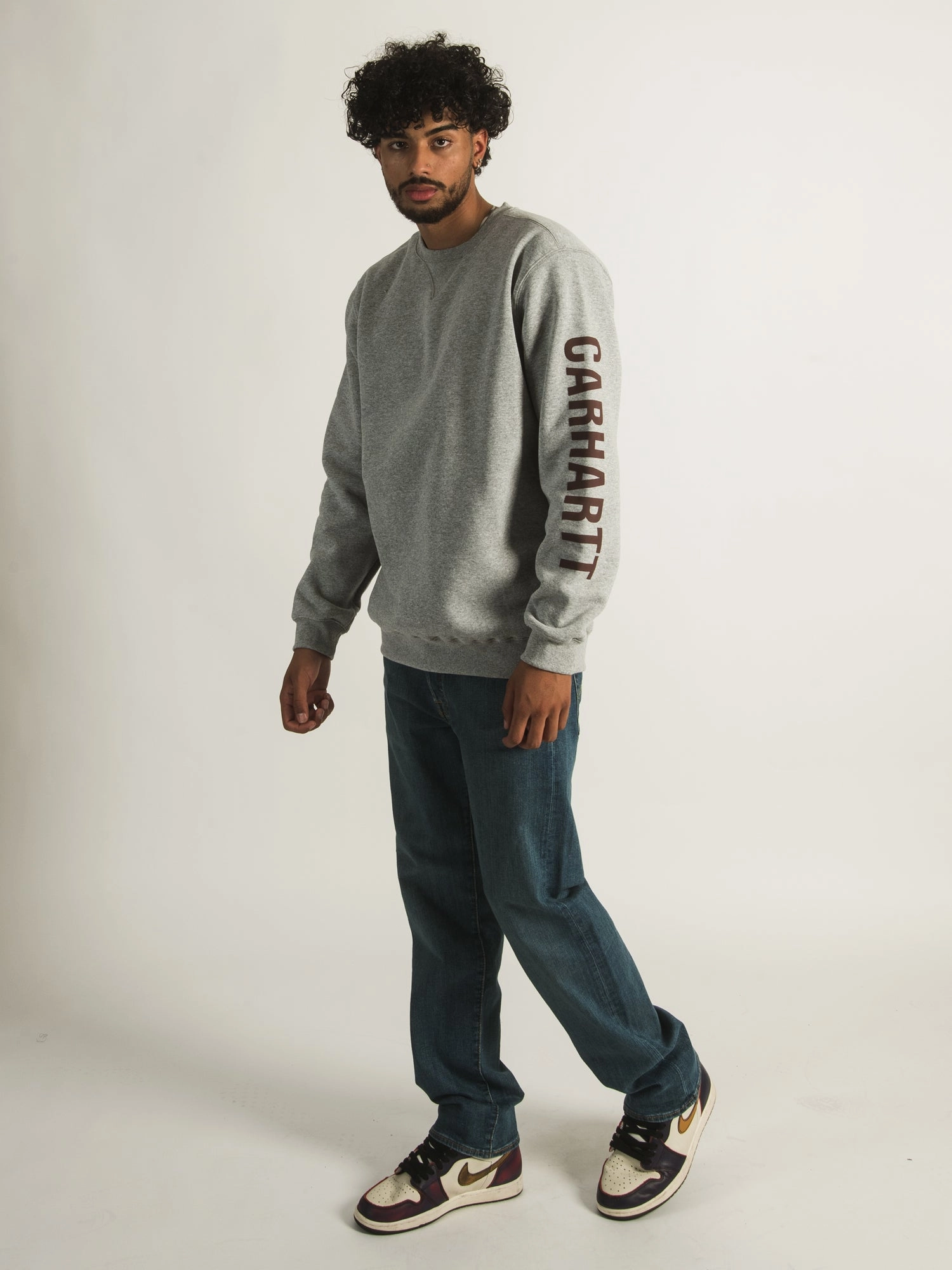 CARHARTT MIDWEIGHT CREWNECK LOGO SLEEVE  - CLEARANCE