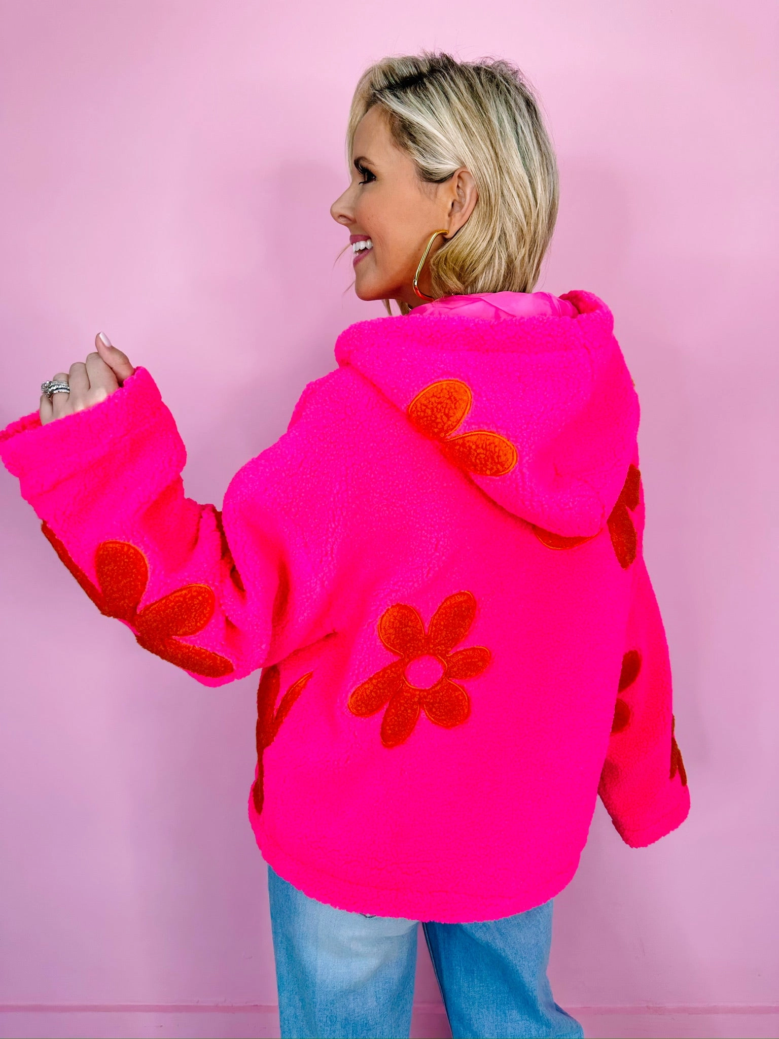 DAISY MAE SHERPA JACKET - PINK