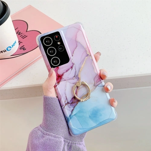 For Samsung Galaxy Note 20 Four Corners Anti-Shattering Gold Marble IMD Phone Case with Metal
