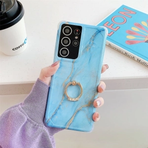 For Samsung Galaxy Note 20 Four Corners Anti-Shattering Gold Marble IMD Phone Case with Metal