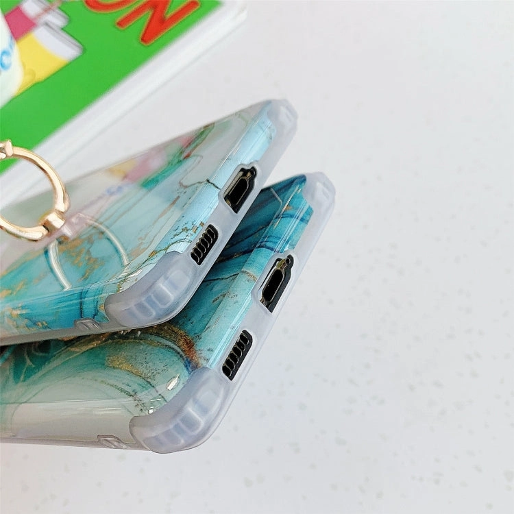 For Samsung Galaxy Note 20 Four Corners Anti-Shattering Gold Marble IMD Phone Case with Metal
