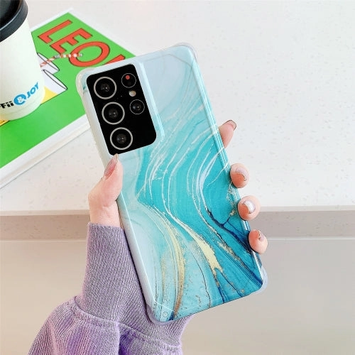 For Samsung Galaxy Note20 Four Corners Anti-Shattering Flow Gold Marble IMD Phone Back Cover Case