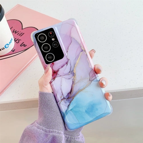 For Samsung Galaxy Note20 Four Corners Anti-Shattering Flow Gold Marble IMD Phone Back Cover Case