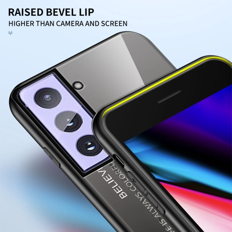 For Samsung Galaxy S21  5G Gradient Color Painted TPU Edge Glass Case(Elegant