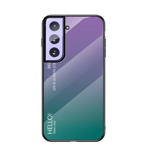 For Samsung Galaxy S21  5G Gradient Color Painted TPU Edge Glass Case(Elegant