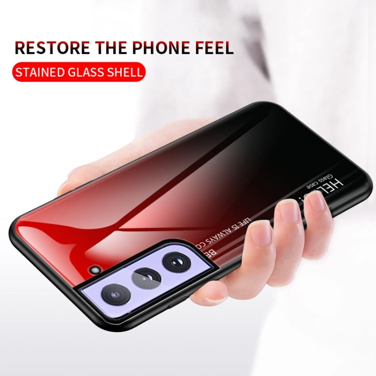 For Samsung Galaxy S21  5G Gradient Color Painted TPU Edge Glass Case(Elegant