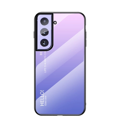 For Samsung Galaxy S21  5G Gradient Color Painted TPU Edge Glass Case(Elegant