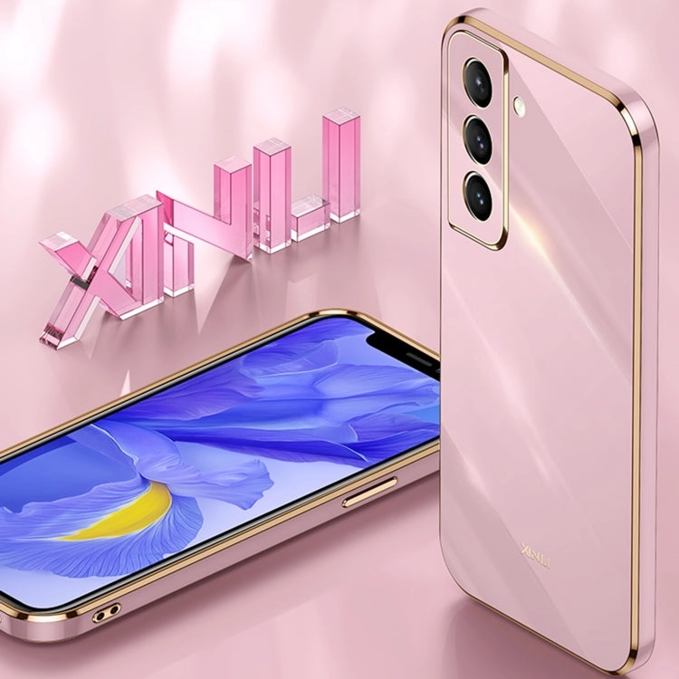 For Samsung Galaxy S21  5G XINLI Straight 6D Plating Gold Edge TPU Shockproof