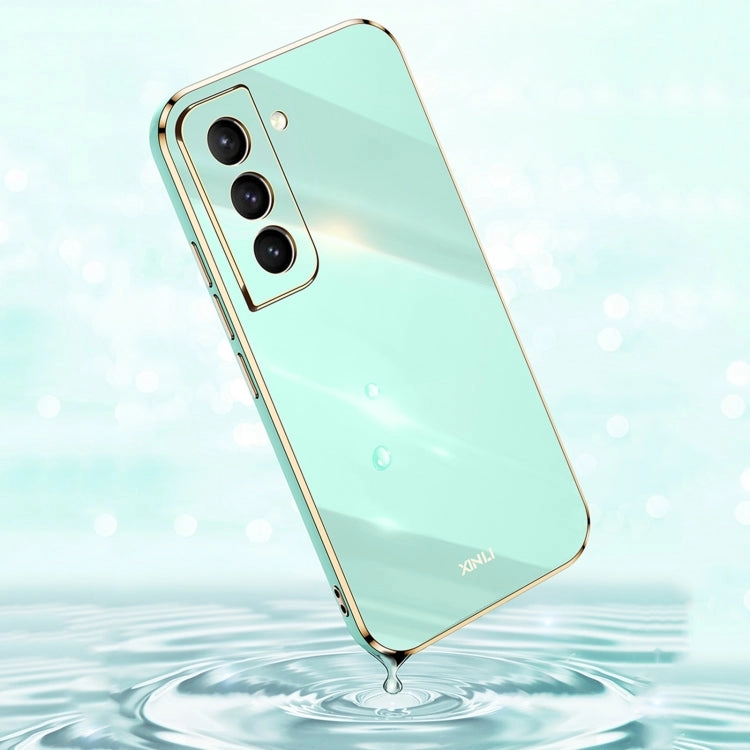 For Samsung Galaxy S21  5G XINLI Straight 6D Plating Gold Edge TPU Shockproof