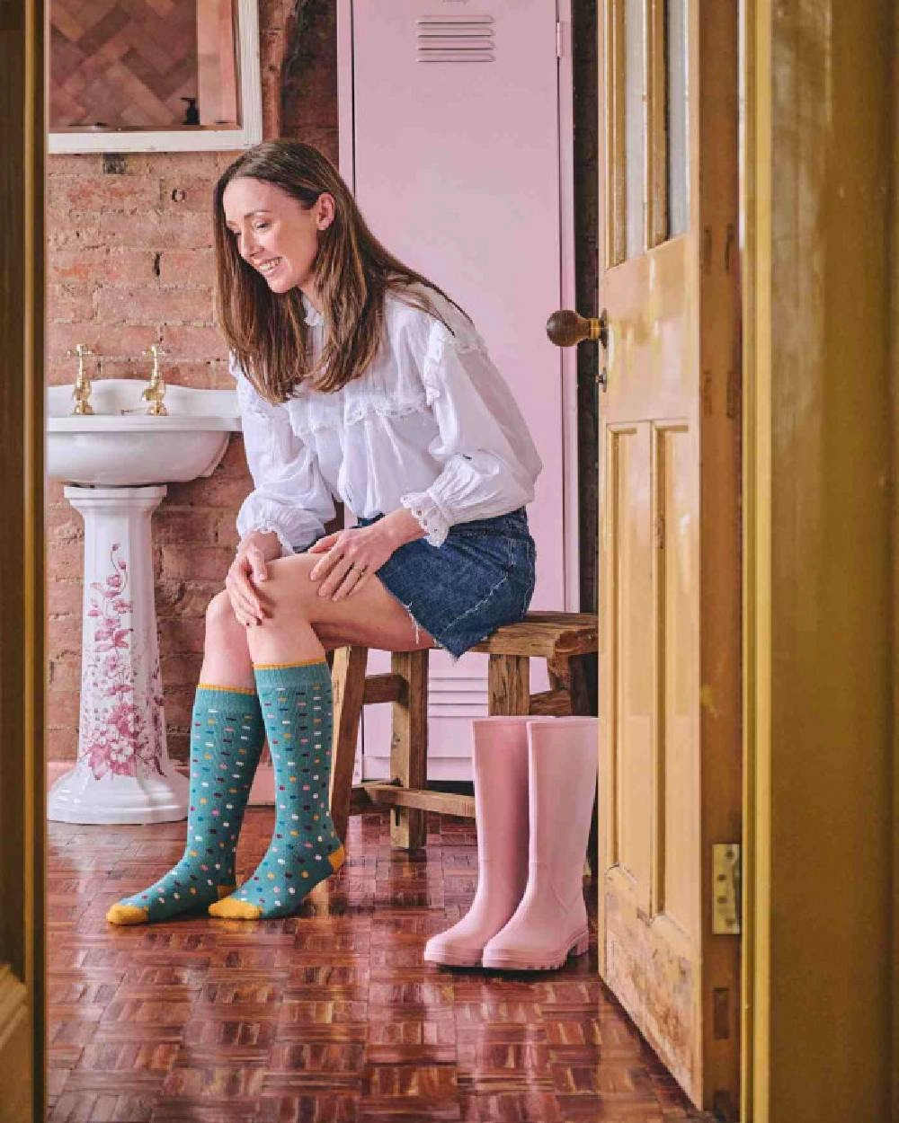 HJ Hall Womens Spot Welly Socks