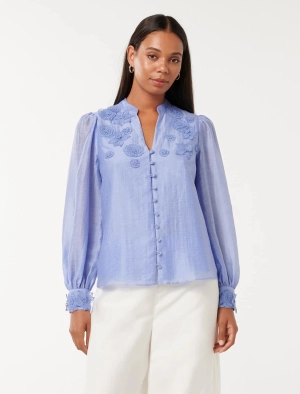 Indigo Applique Blouse