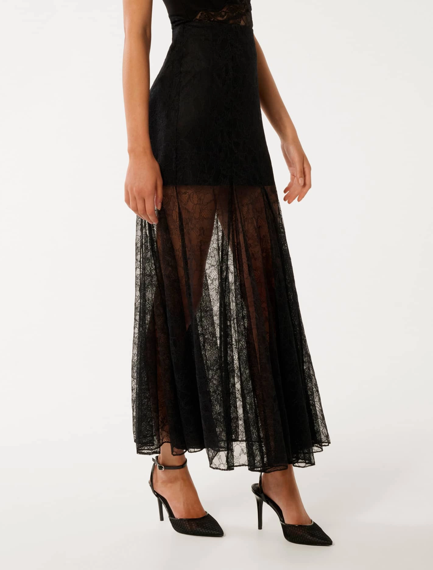 Mahalia Godet Lace Midi Skirt