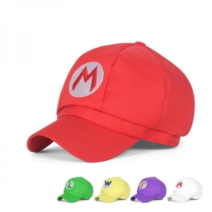 Mario Hat With Curled Tapered Short Brim