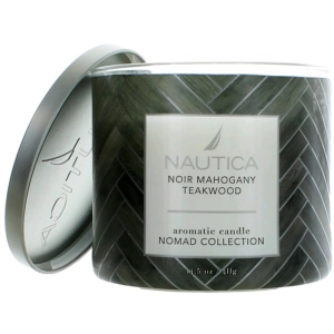 Nautica 3 Wick Candle - Soy Wax Blend Aromatic, Noir Mahogany Teakwood, 14.5 oz