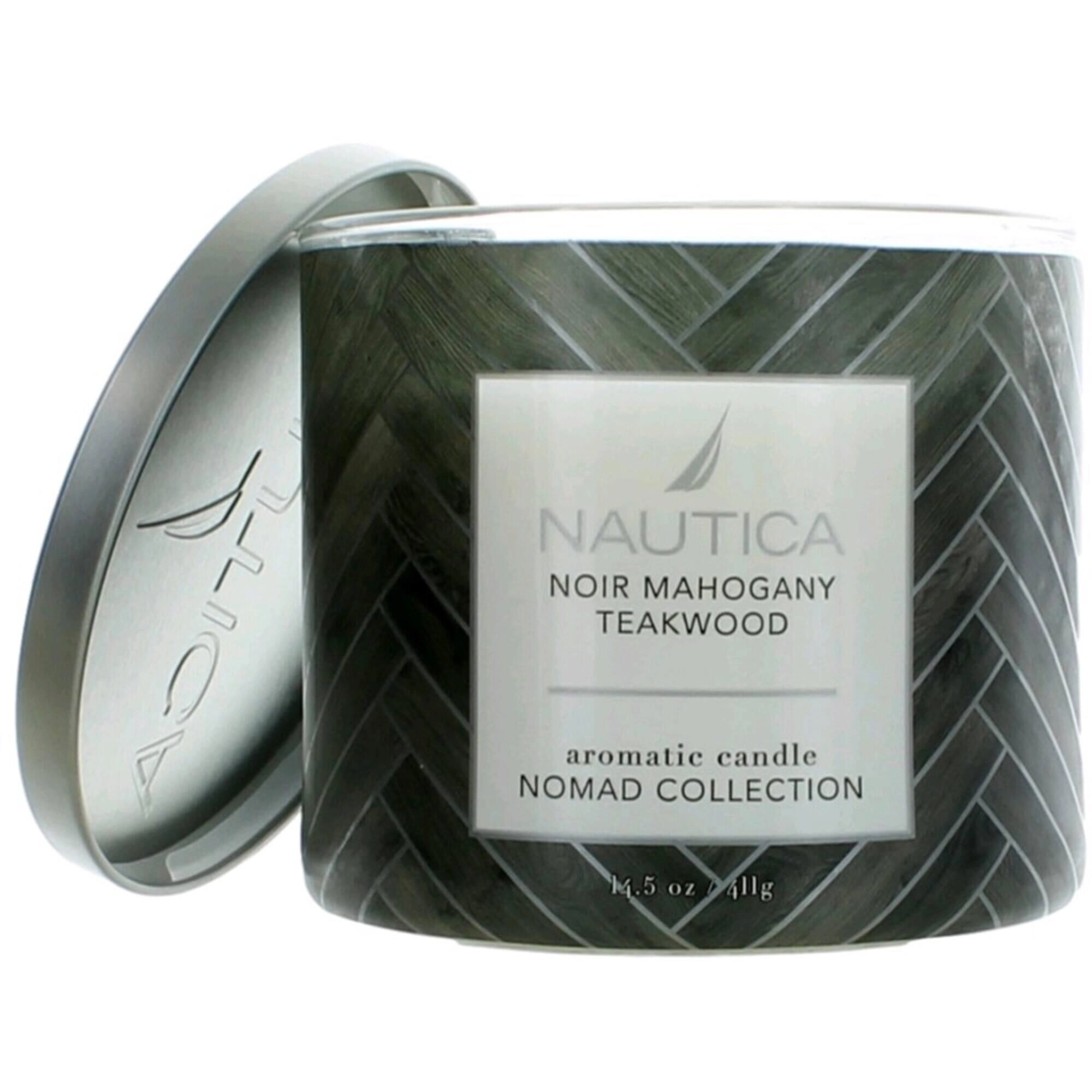 Nautica 3 Wick Candle - Soy Wax Blend Aromatic, Noir Mahogany Teakwood, 14.5 oz
