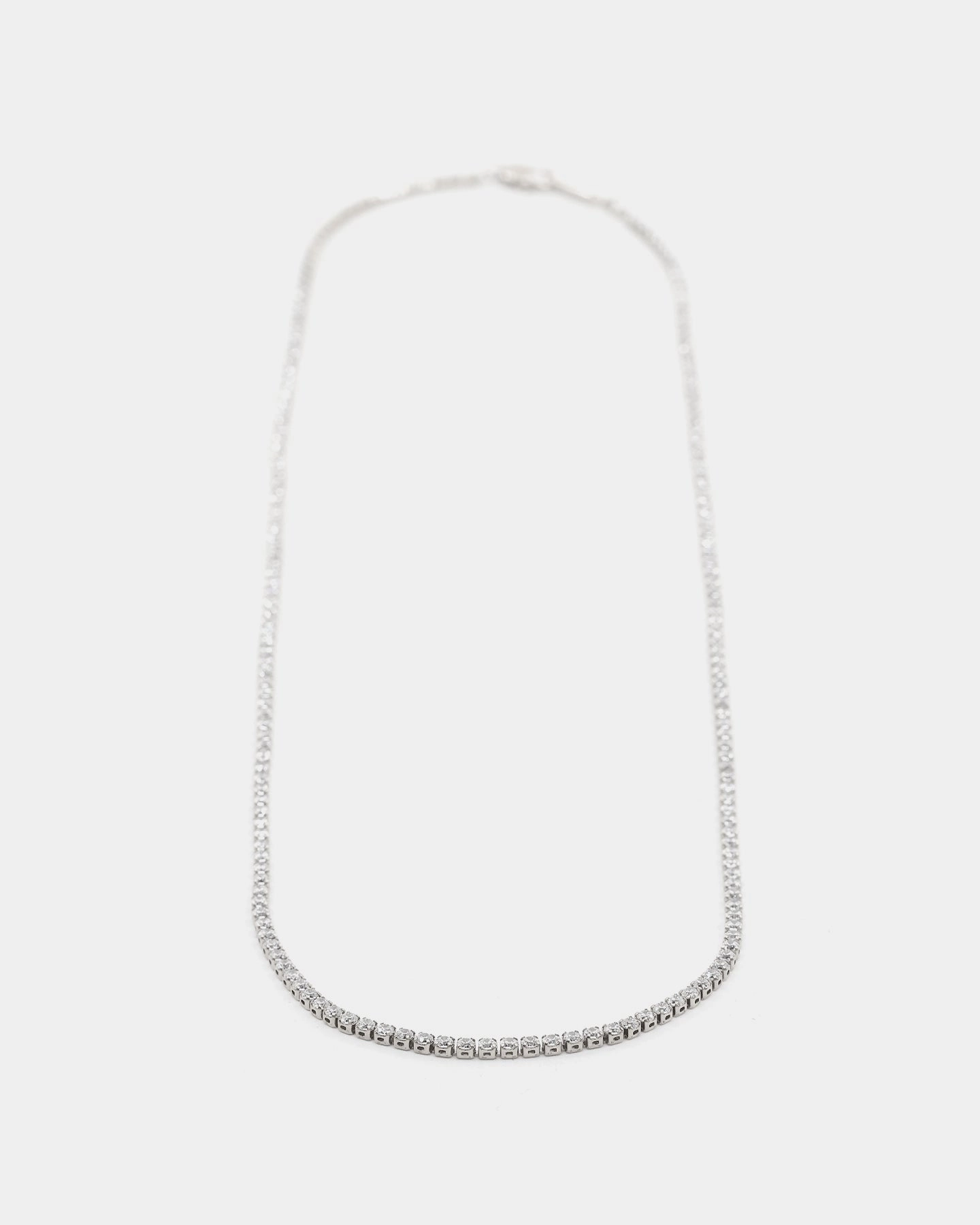 NXS 2MM Micro Tennis Necklace White Gold