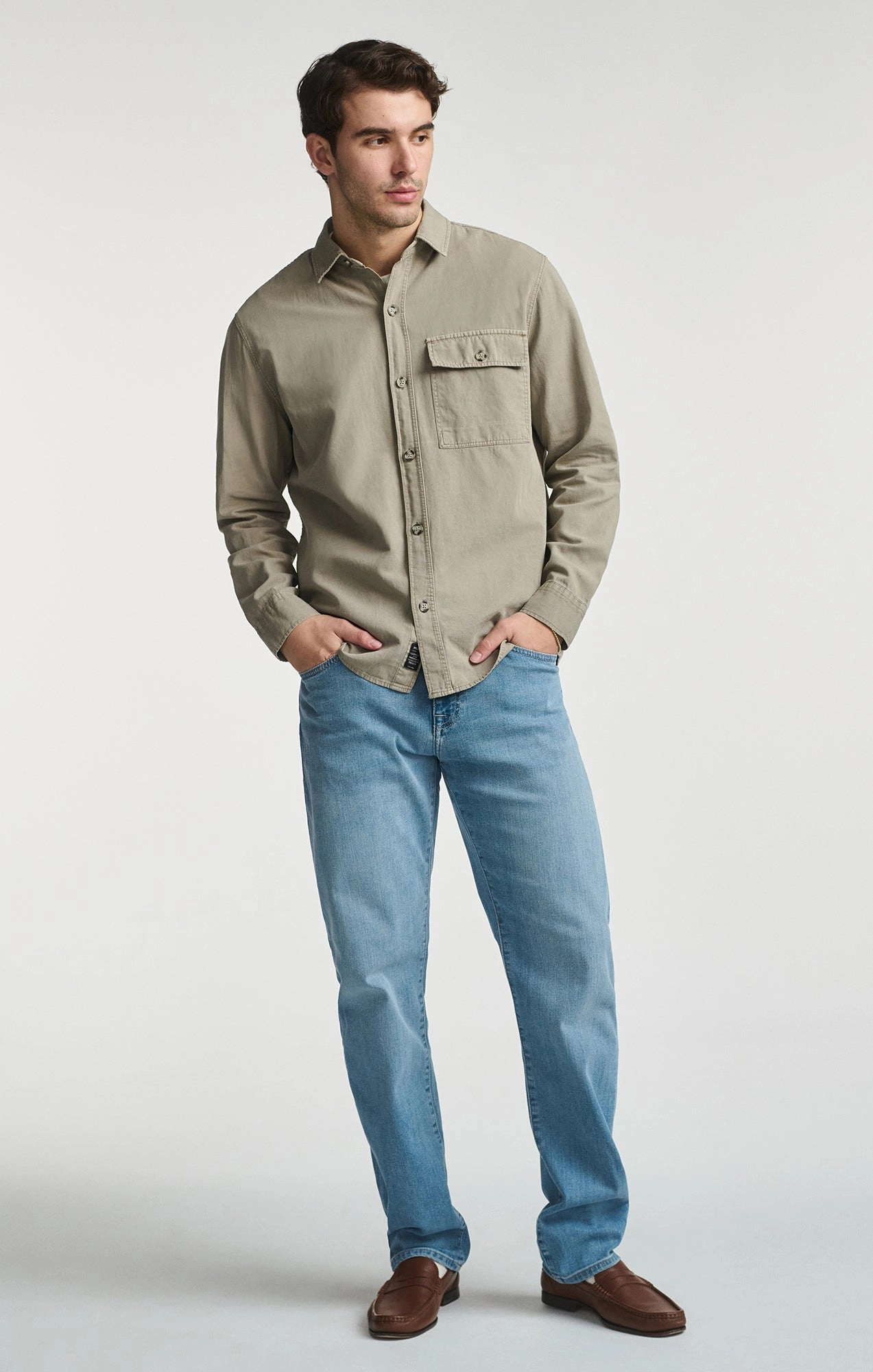 ONE POCKET BUTTON-UP SHIRT IN ROASTED CASHEW