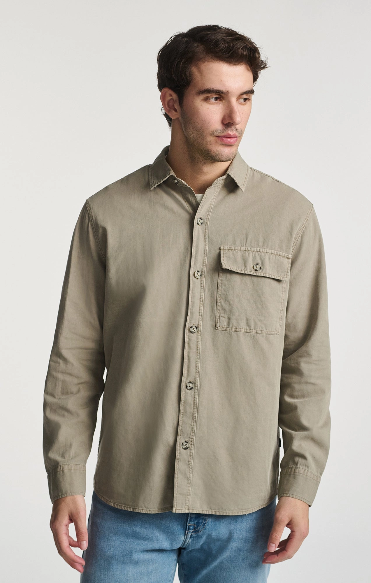ONE POCKET BUTTON-UP SHIRT IN ROASTED CASHEW