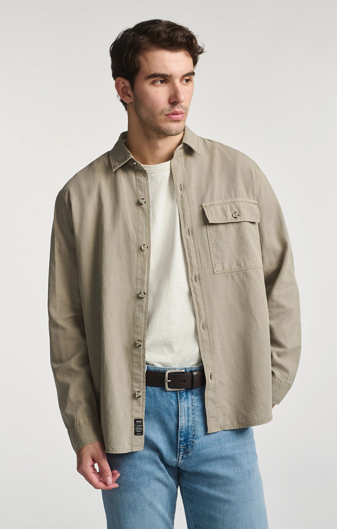 ONE POCKET BUTTON-UP SHIRT IN ROASTED CASHEW
