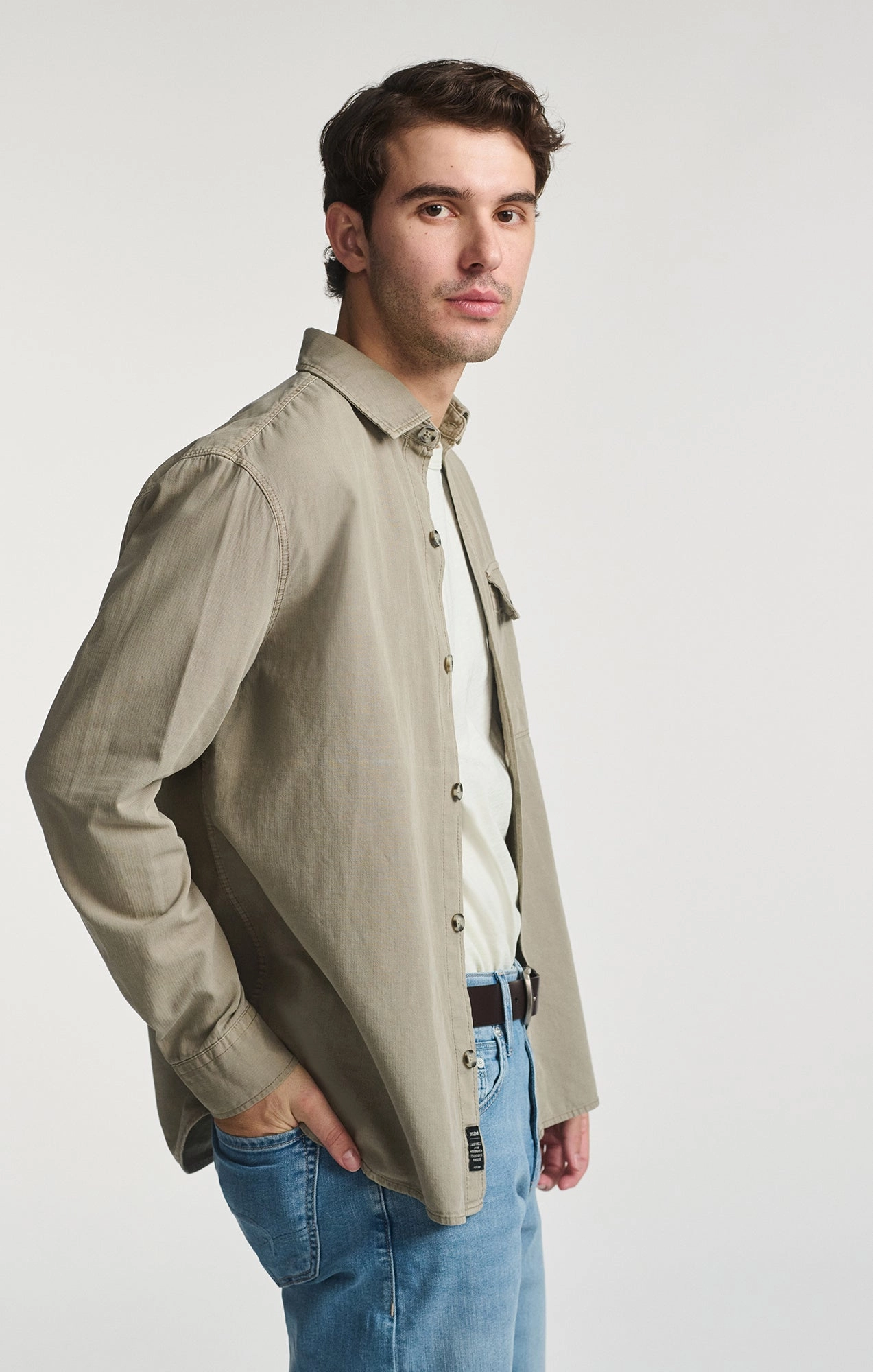 ONE POCKET BUTTON-UP SHIRT IN ROASTED CASHEW