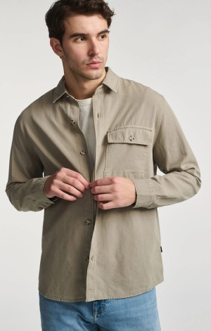 ONE POCKET BUTTON-UP SHIRT IN ROASTED CASHEW