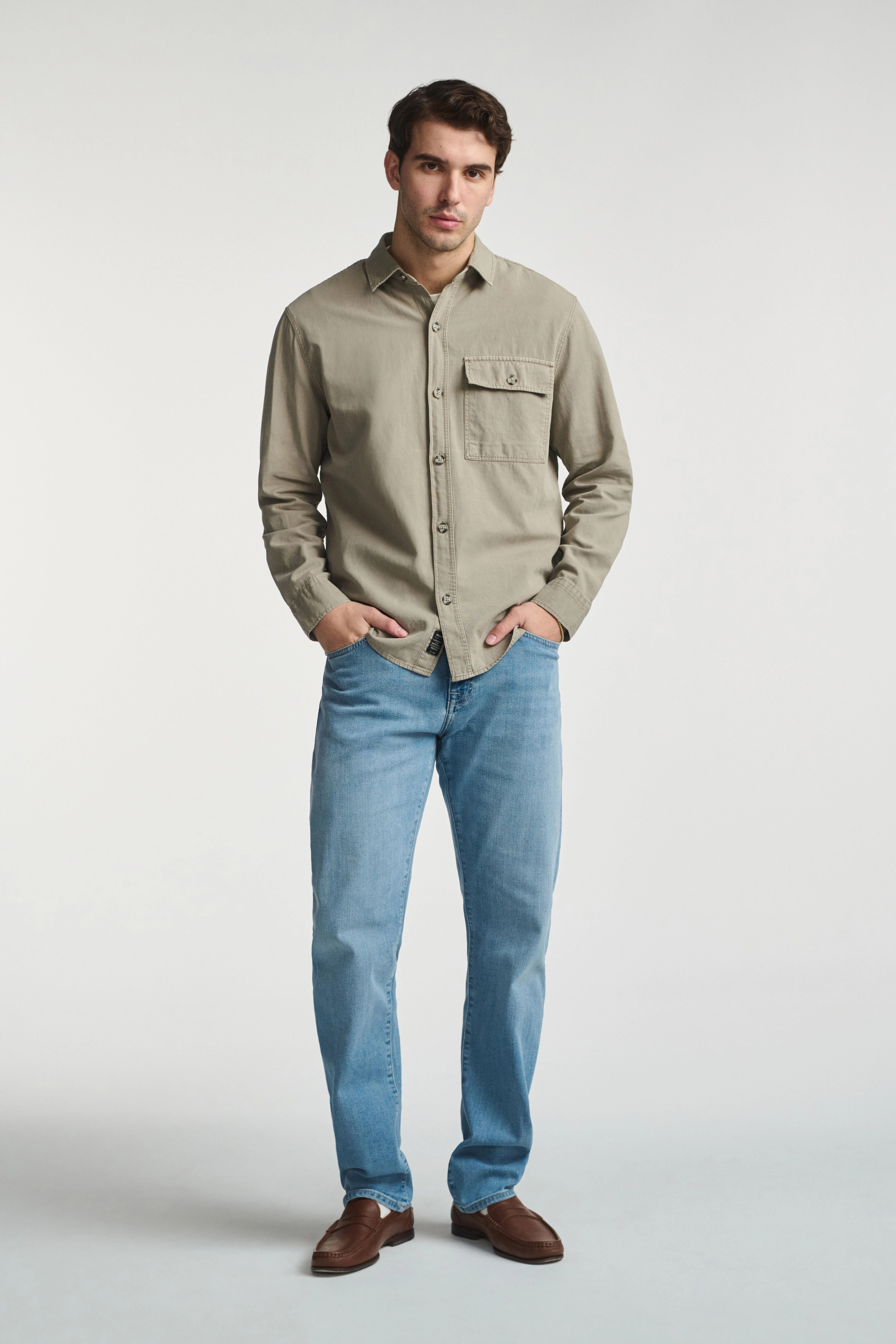 ONE POCKET BUTTON-UP SHIRT IN ROASTED CASHEW
