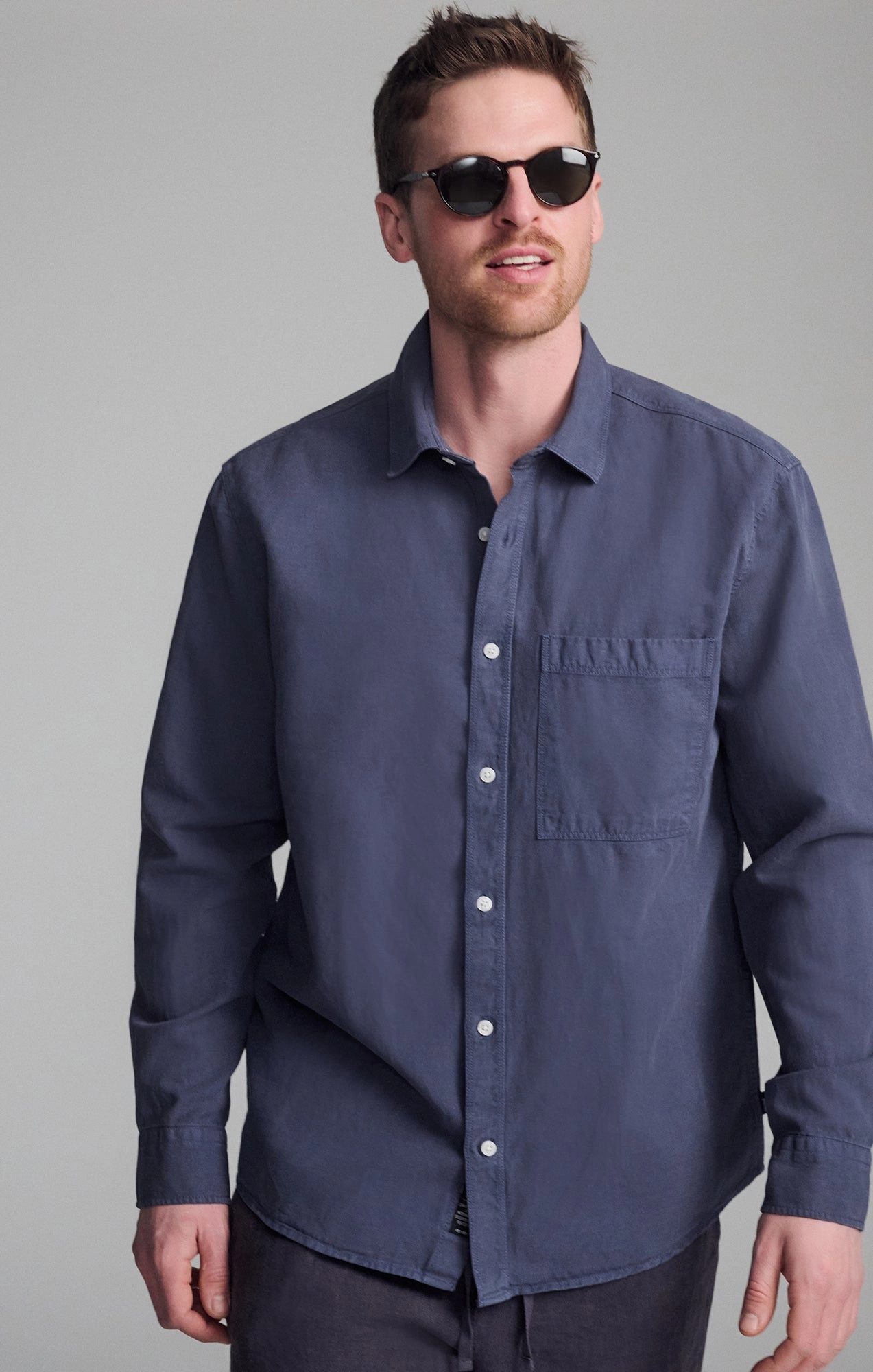 ONE POCKET LONG SLEEVE BUTTON-UP SHIRT IN OUTER SPACE