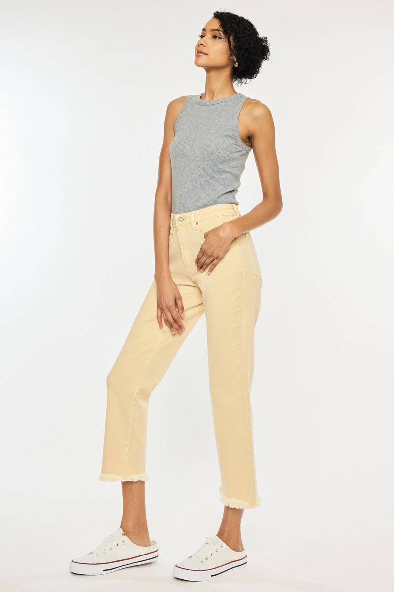 Peppermint High Rise Cropped Straight Leg Jeans