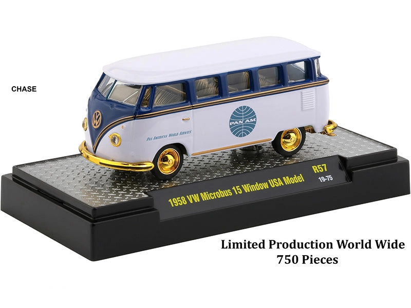 "Auto Trucks" Set of 6 pieces Release 57 "Pan American World Airways" (Pan Am) IN DISPLAY CASES 1/64 Diecast Model Cars by M2 Machines