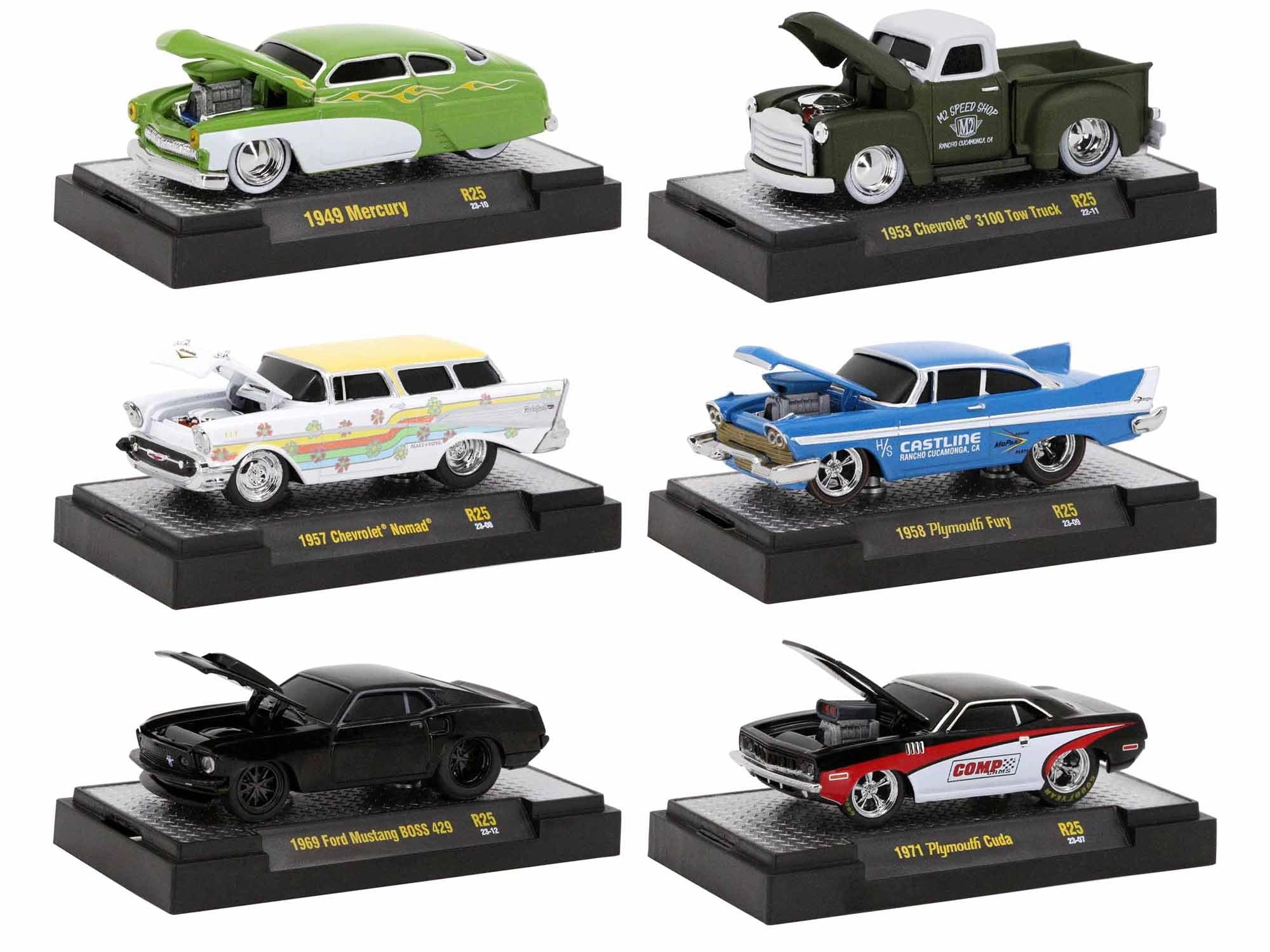 "Ground Pounders" 6 Cars Set Release 25 IN DISPLAY CASES Limited Edition 1/64 Diecast Model Cars by M2 Machines
