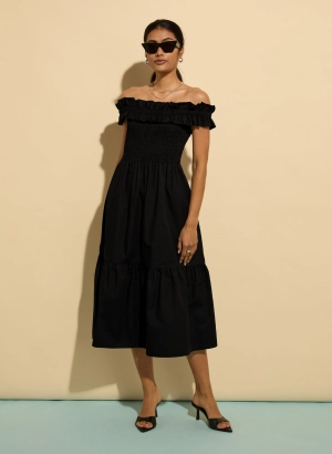 Rafaella Organic Cotton Off Shoulder Midi Dress