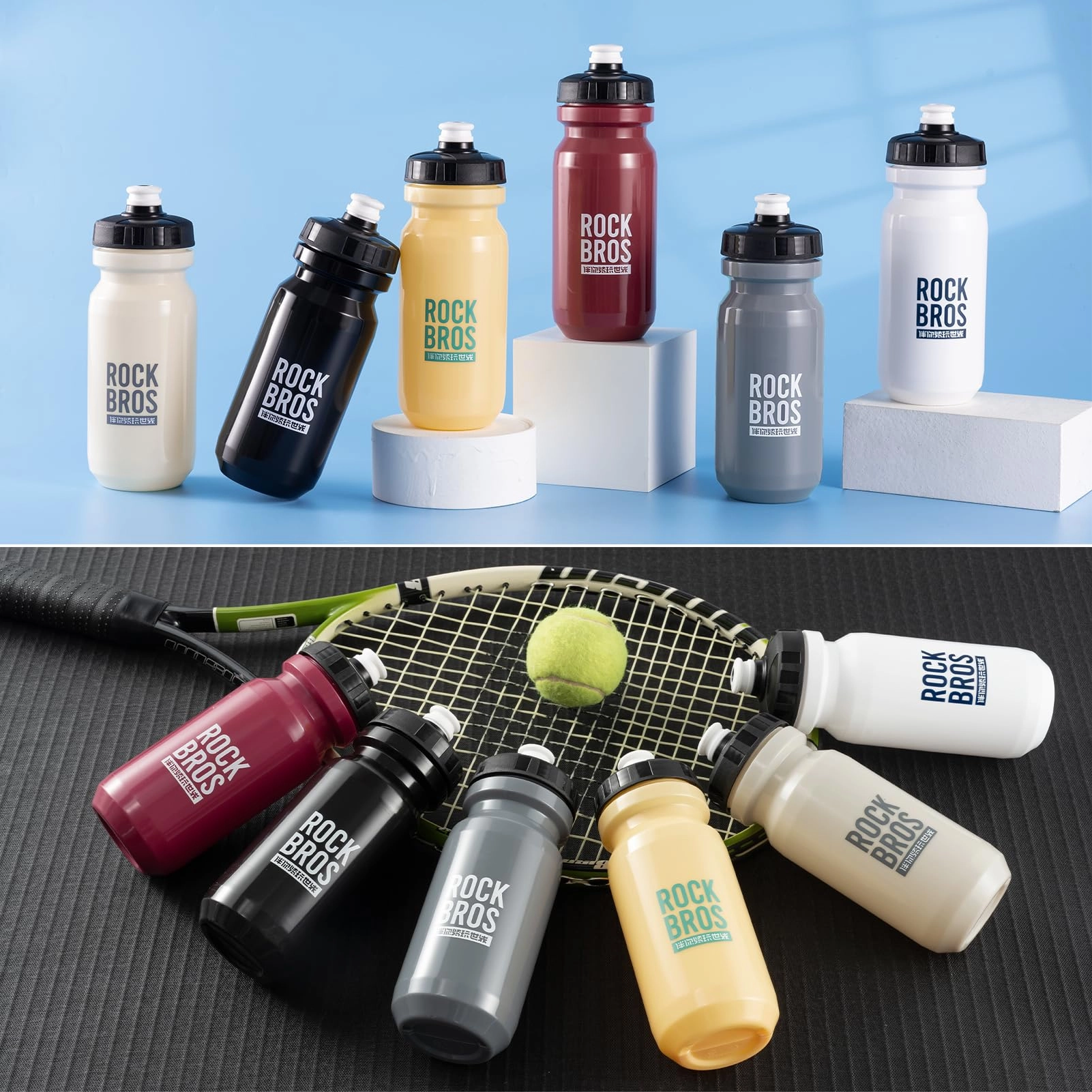 ROCKBROS Bike Water Bottle Squeeze Bicycle Water Bottle BPA-Free