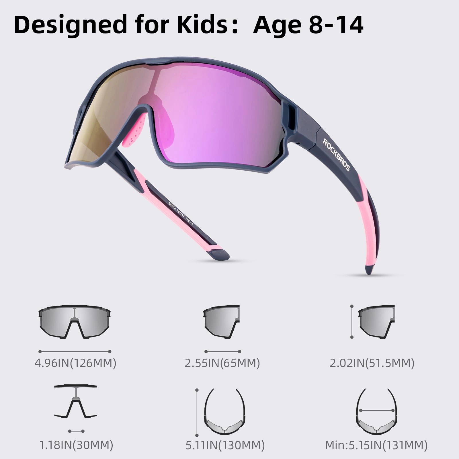ROCKBROS Kids Polarized Sunglasses UV400 Protection for Youth Boys Girl