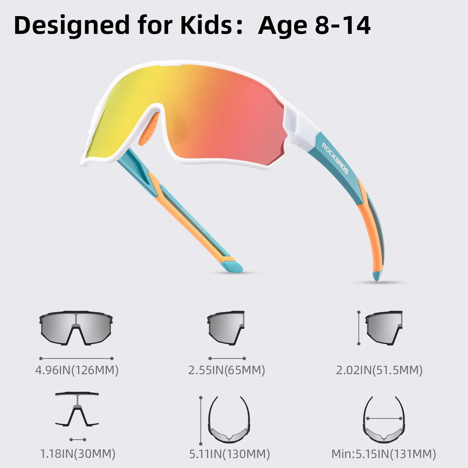 ROCKBROS Kids Polarized Sunglasses UV400 Protection for Youth Boys Girl