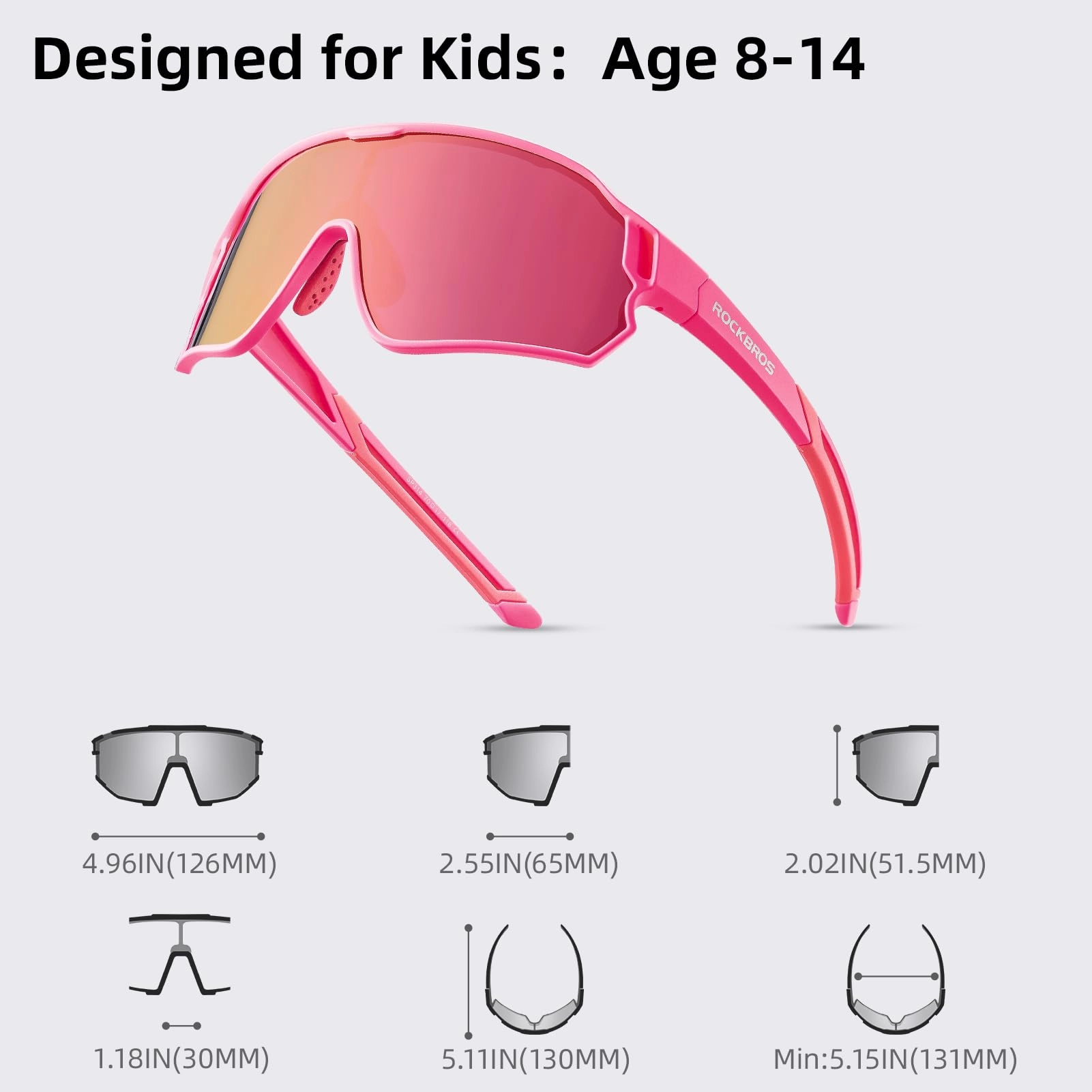 ROCKBROS Kids Polarized Sunglasses UV400 Protection for Youth Boys Girl