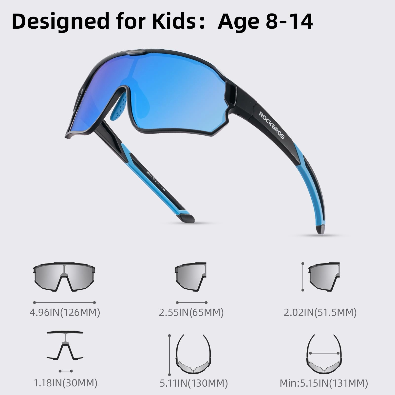 ROCKBROS Kids Polarized Sunglasses UV400 Protection for Youth Boys Girl
