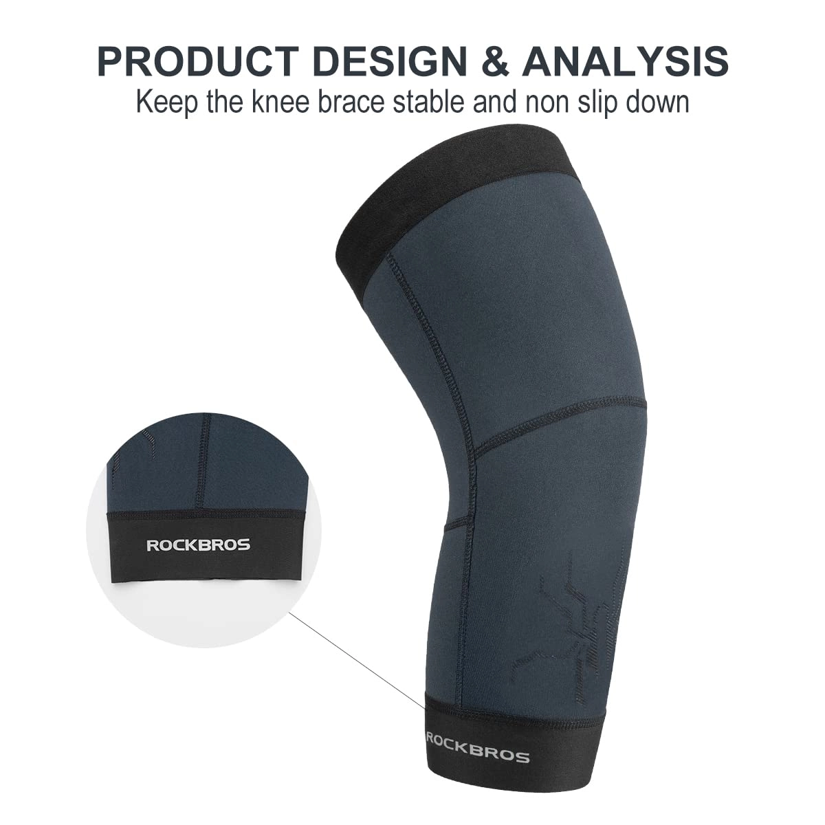 ROCKBROS Thermal Knee Warmer Men Anti-Slip Knee Brace Sleeves for Winter Cycling  Basketball