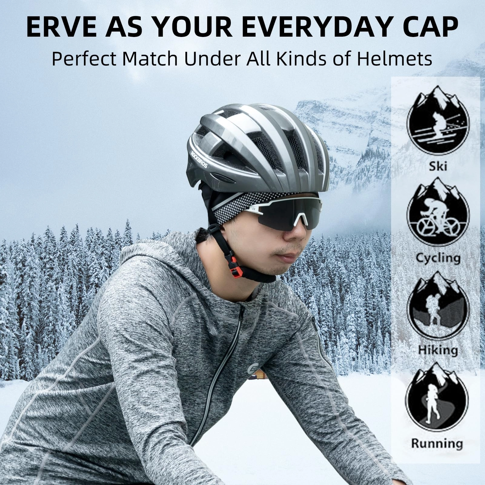 ROCKBROS Thermal Skull Cap Winter Hat for Men  Women, Ear Warmers Helmet Liner