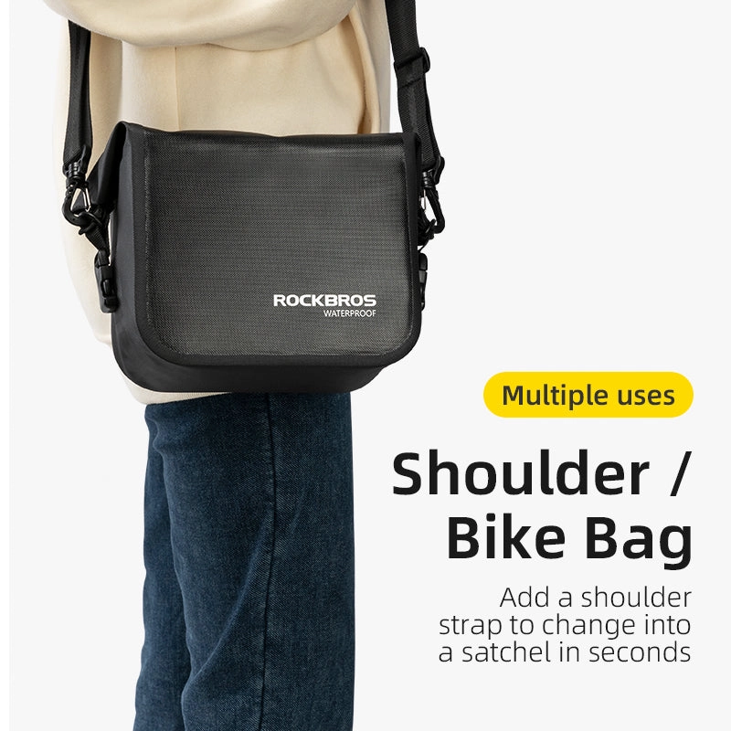 ROCKBROS Waterproof Bicycle Bag Folding Bike Front Basket Shoulder Pack Handlebar Bag