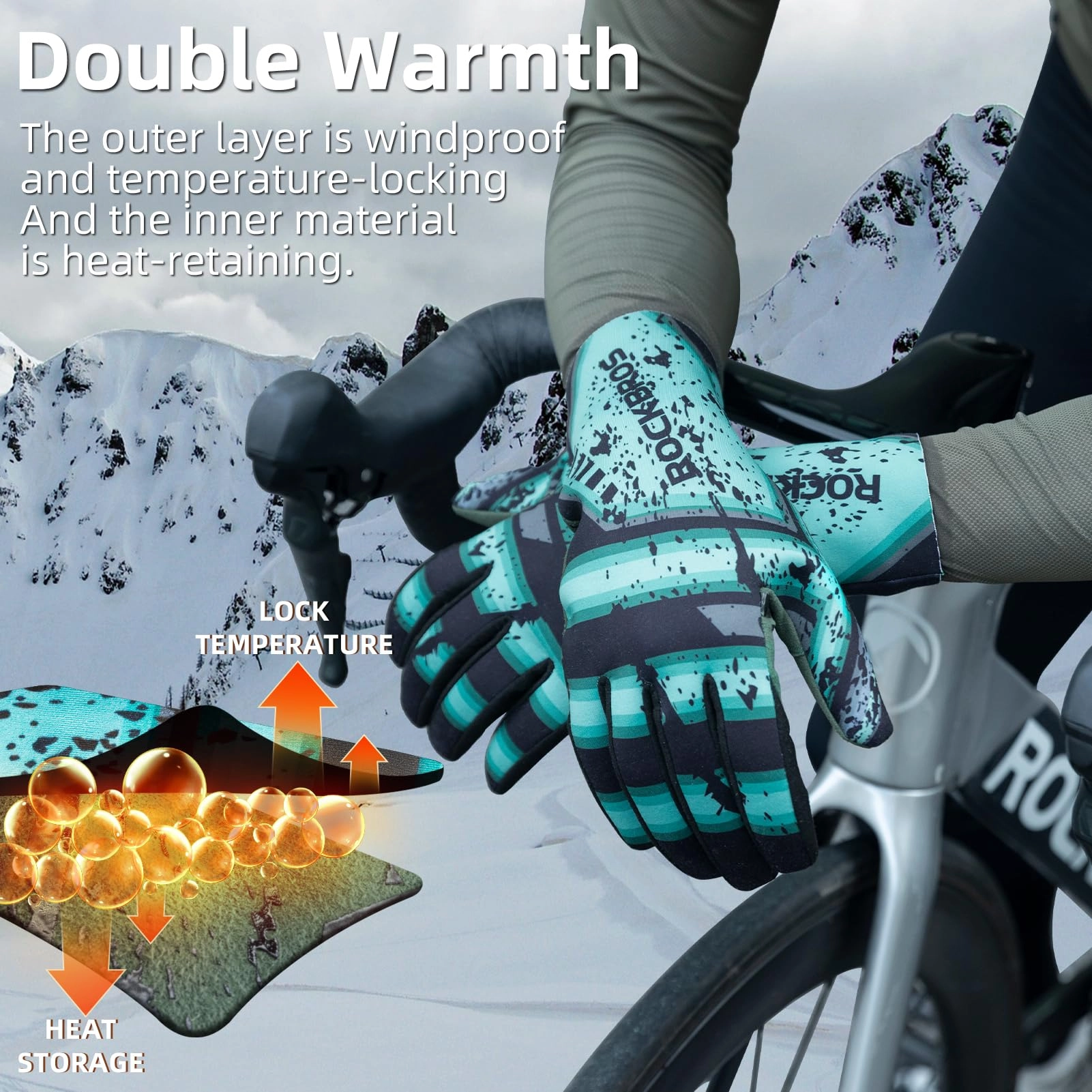 ROCKBROS Winter Cycling Gloves Men’s Thermal Windproof Full Finger MTB Gloves
