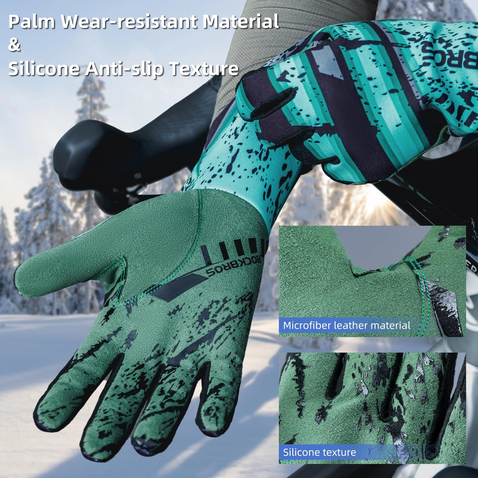 ROCKBROS Winter Cycling Gloves Men’s Thermal Windproof Full Finger MTB Gloves